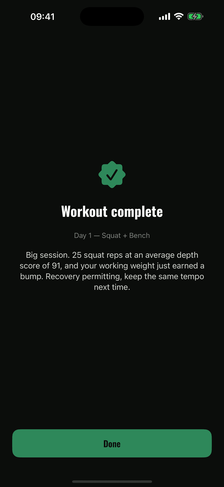 Spotter — Workout complete